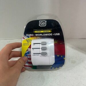 Go Travel Euro to Worldwide Travel Adapter Dual USB Grounded White 298